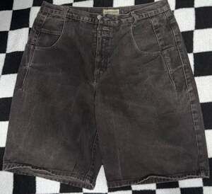 Vintage Guess Jeans 90s Baggy Black Denim Shorts Jorts Size 34